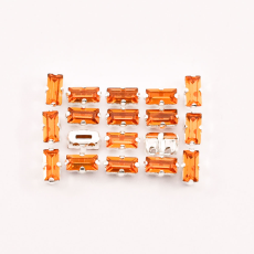 Baguete Engrampado Prateado para costura Cristais Preciosa Topaz 5x2,5mm