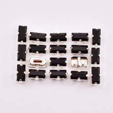 Strass Baguete Engrampado Prateado para costura Cristais Preciosa Jet5x2,5mm