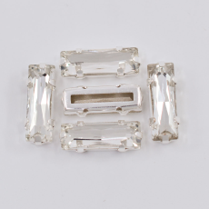 Baguete Engrampado Prateado para costura Supreme Cristal  18x6mm