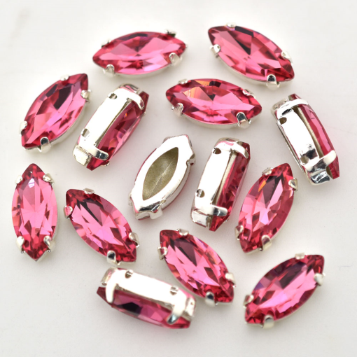 Strass Navete Engrampado Prateado para costura Supreme Rose 10x5mm