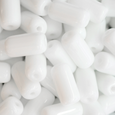 Conta de Vidro Artesanal Preciosa® Ornela Firma Branco Fosco (03000) 20x11mm