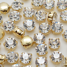 Strass Engrampado Dourado para costura Collection Czech Crystal Cristal SS38= 8mm