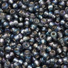 Miçanga Preciosa® Ornela Cinza e Prata Lined Colorido Aurora Boreal (47019) 6/0 aprox. 4,1mm