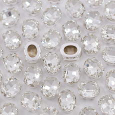 Oval Engrampado Prateado para costura Supreme Cristal 10x8mm