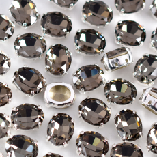 Oval Engrampado Prateado para costura Supreme Black Diamond 10x8mm