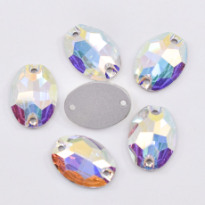 Oval para costura Preciosa® art. 438 62 301 Cristal Aurora Boreal 16x11mm