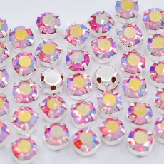 Strass Engrampado Prateado para costura Cristais Preciosa® Rose Aurora Boreal SS20 = 4,6mm