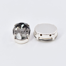 Strass Oval Engrampado Prateado Supreme para costura Black Diamond 18x13mm