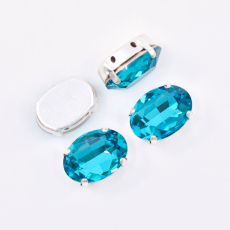 Strass Oval Engrampado Prateado Supreme para costura Agua 18x13mm