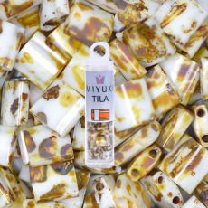 Miçanga de Vidro Miyuki Tila Beads 2 Furos Canary Yellow Mesclada Mate (TL4512) 5x5x1,9mm