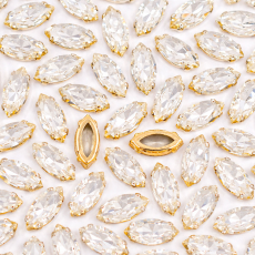 Navete Engrampado Dourado para costura Supreme Cristal 8x4mm