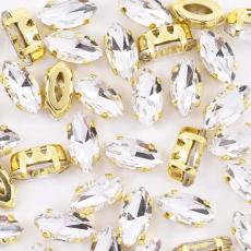 Navete Engrampado Dourado para costura Supreme Cristal 8x4mm