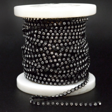 Fio de Strass Plástico Preto Preciosa® art. 81 Cristal SS12 = PP24 = 3mm