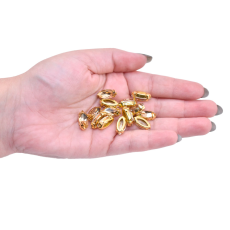 Strass Navete Engrampado Dourado Supreme para costura Cristal 15x7mm
