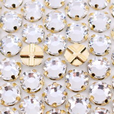 Strass Chaton Rose Engrampado Dourado para costura Cristais Preciosa Cristal SS48  11,3mm