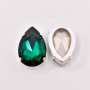 Gota Engrampado para costura Supreme Emerald Prateado 30x20mm