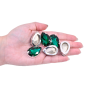 Gota Engrampado para costura Supreme Emerald Prateado 30x20mm