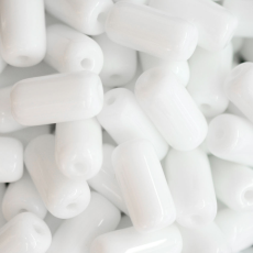 Conta de Vidro Artesanal Preciosa® Ornela Firma Branco Fosco (03000) 24x13mm