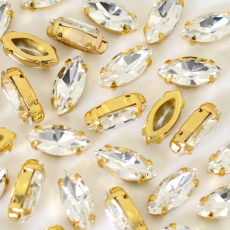 Navete Engrampado Dourado para costura Supreme Cristal 10x5mm