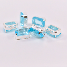 Octagonal Engrampado Prateado para costura Preciosa Água Unfoiled 14x10mm