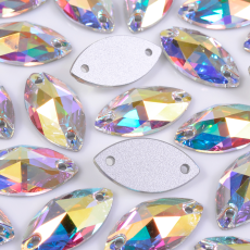 Navete para costura Preciosa® art. 438 64 301 Cristal Aurora Boreal 18x9mm
