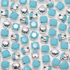 Strass Engrampado Prateado para costura Cristais Preciosa® Azul Turquesa/turquiose SS16 = 3,80mm