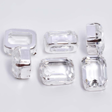 Octagonal Engrampado Prateado para costura Supreme Cristal Unfoiled 14x10mm