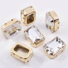 Octagonal Engrampado Dourado para costura Supreme Cristal 14x10mm