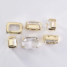 Octagonal Engrampado Dourado para costura Supreme Cristal Unfoiled 14x10mm