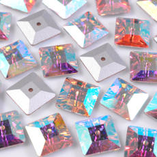 Lantejoula Quadrada para costura Preciosa® art. 438 73 301 Cristal Aurora Boreal 10x10mm