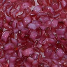 Conta de Vidro Preciosa® Ornela Meia Lua Fuchsia Branco Lined (06708) 8mm