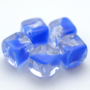 Conta de Vidro Preciosa Ornela Cubo Azul Cristal Lined 3628 8mm