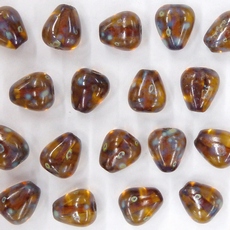 Conta de Vidro Preciosa® Ornela Gota Achatada Marrom (10110) 9mm