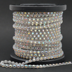 Fio de Strass Plástico Branco Preciosa® art. 81 Cristal Aurora Boreal SS12 = PP24 = 3mm