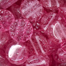 Conta de Vidro Preciosa® Ornela Redonda Flor em Relevo Cristal Fuchsia (2129) 14mm