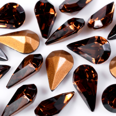Strass Gota Swarovski® art. 4300/2 base cônica Smoked Topaz 10x6mm