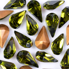 Strass Gota Swarovski® art. 4300/2 base cônica Olivine 10x6mm